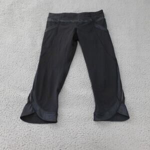 Lululemon Leggings Womens 6 Cropped Scalloped Pockets Black Stretch Yoga